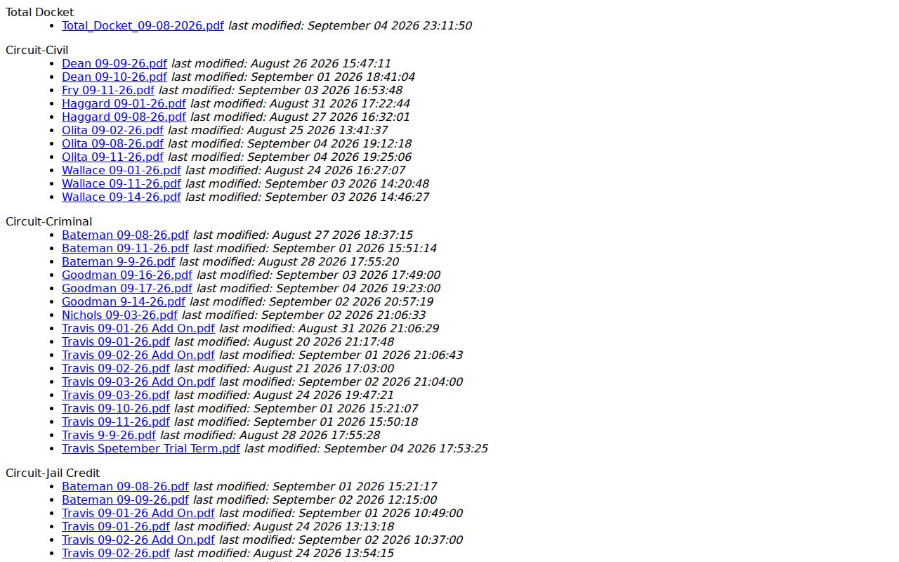 Montgomery County live court docket directory with dated calendar files