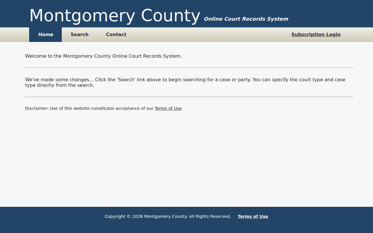 Montgomery County online court records inquiry service home