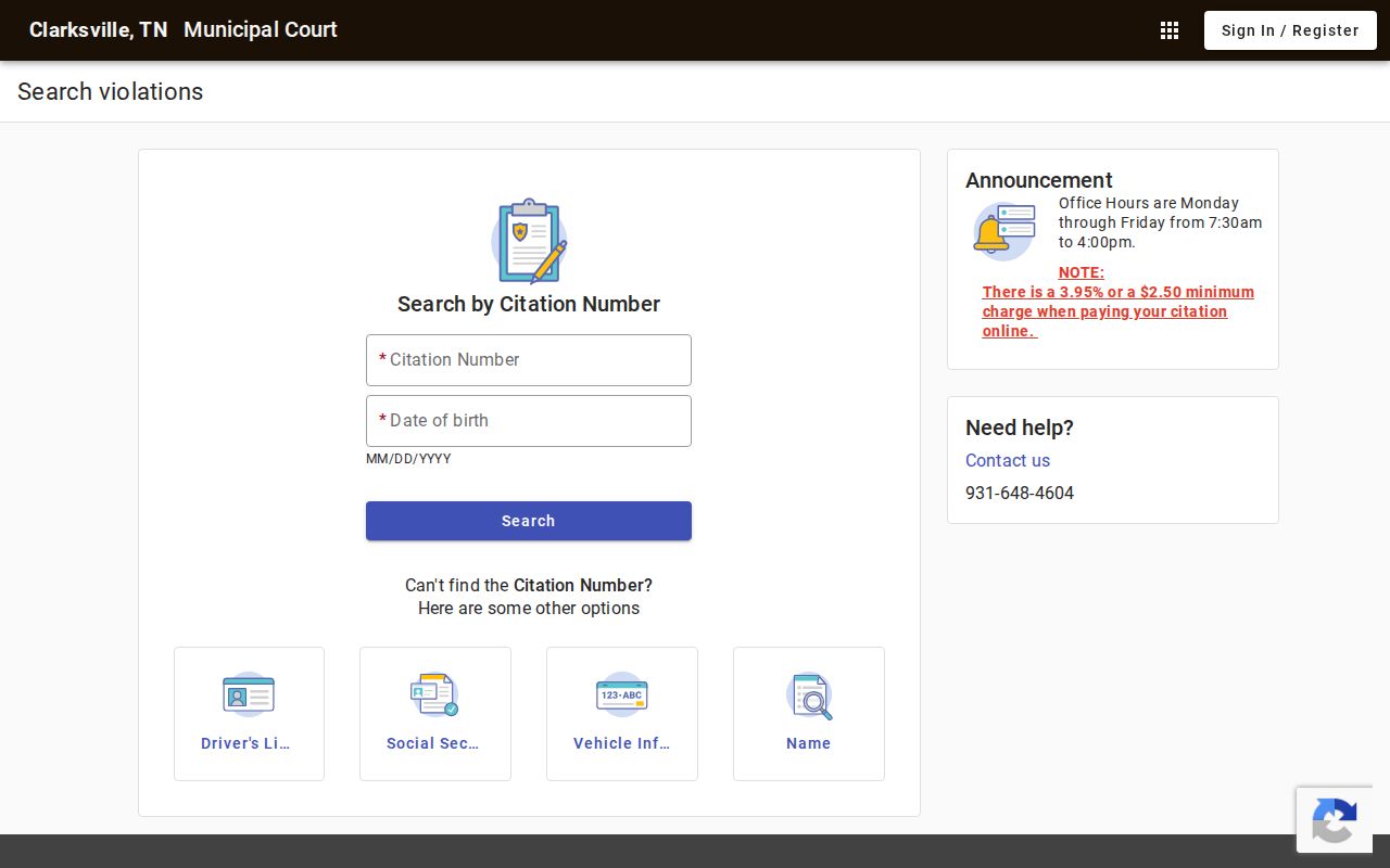 Clarksville court docket citation search portal