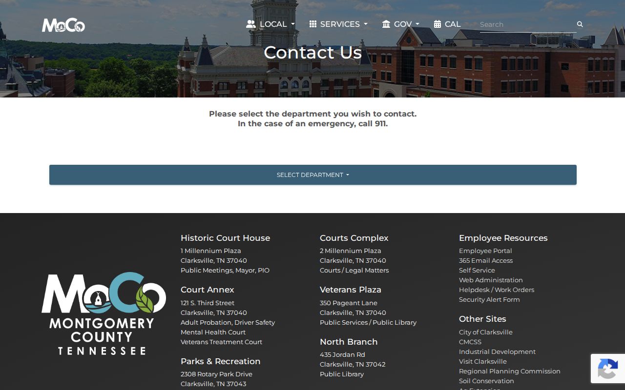 Montgomery County court docket clerk contact directory
